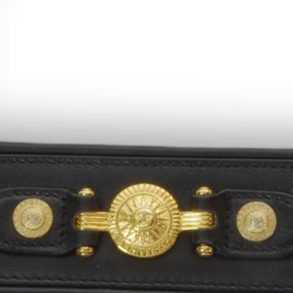 🎈2X HOST PICK 🎈Versace Couture Sunburst Medallion Black Leather Zip Bag - Picture 3 of 14